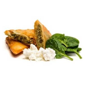 Triangular Fyllo filled with Spinach and Cheese